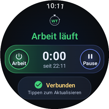 Worktimer Wear OS: Arbeit läuft
