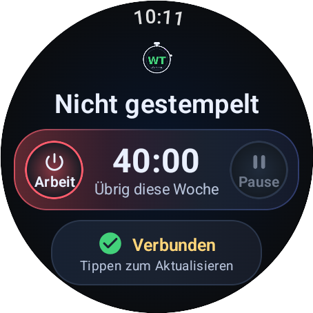 Worktimer Wear OS: Nicht gestempelt