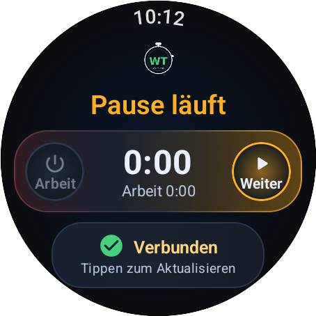 Worktimer Wear OS: Pause läuft